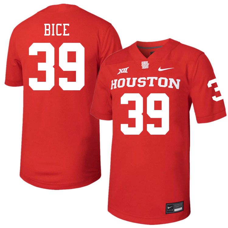 Men #39 Austin Bice Houston Cougars College Football Jerseys Stitched-Red